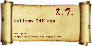 Kollman Tímea névjegykártya